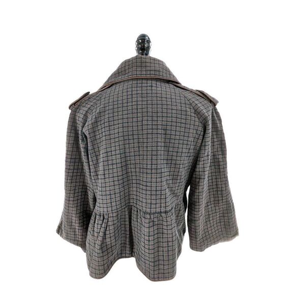 Shyde Women's Cotton Blend Large Collar Plaid Peplum Coat Size Medium - Picture 9 of 16